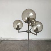 Chrome and glass floor lamp in mid-century German space style by Hustadt Leuchten, 1960s.