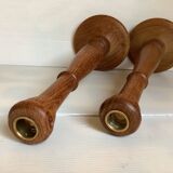 Pair of large wooden candlesticks