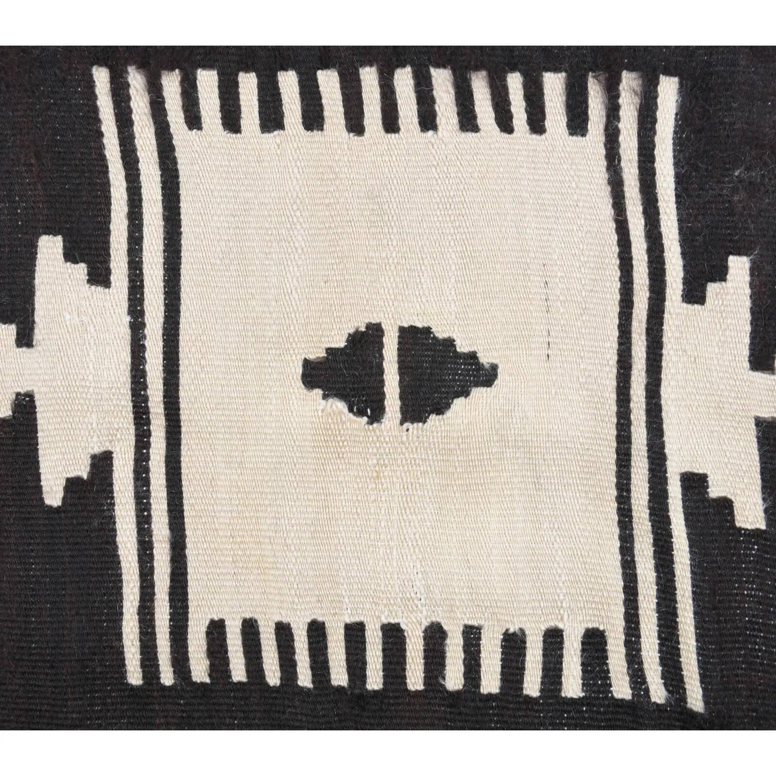 Vintage Turkish hand-knotted wool cotton brown kilim area rug 118x170