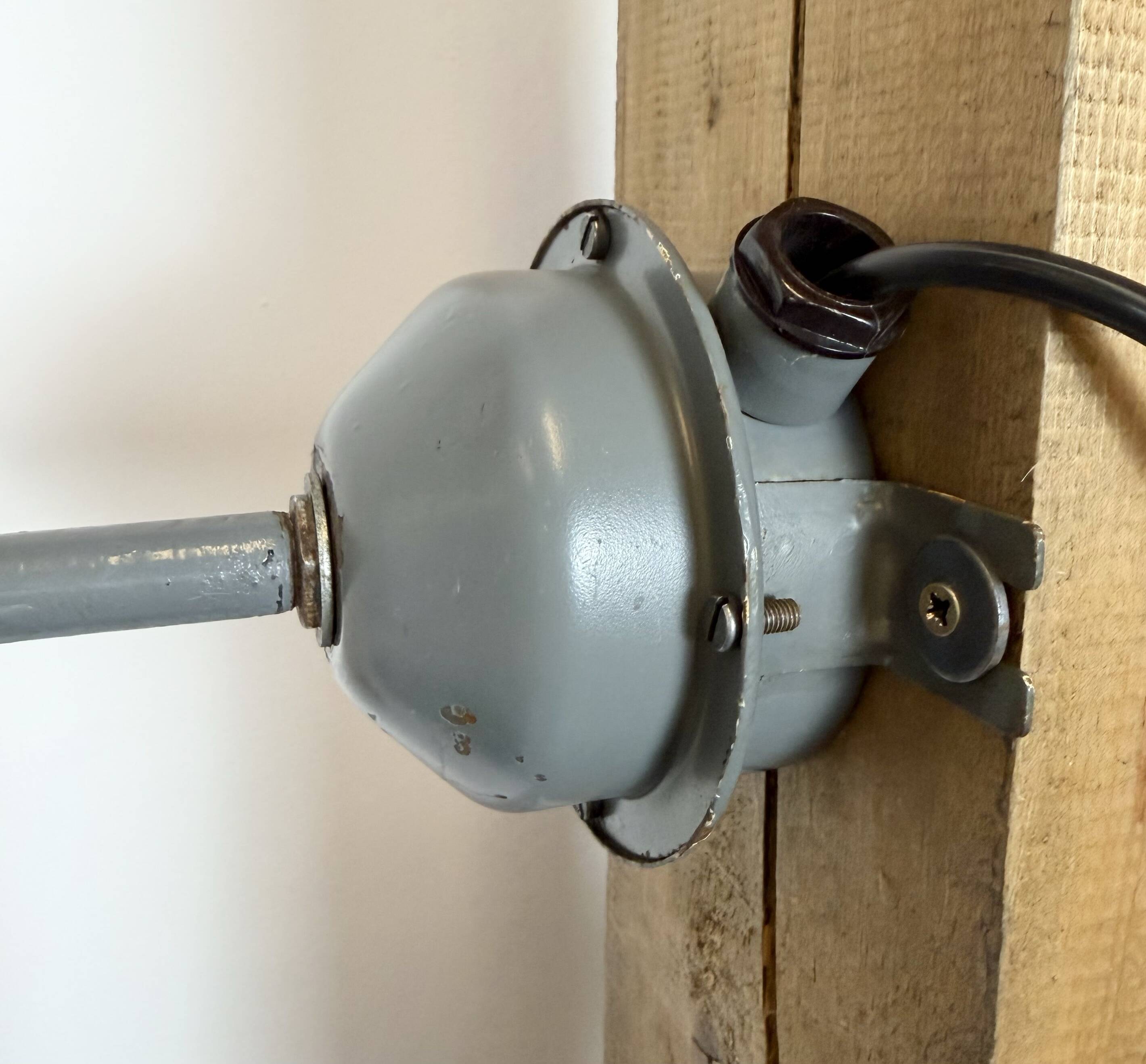 Industrial Factory Wall Lamp with Black Enamel Shade, 1960s
