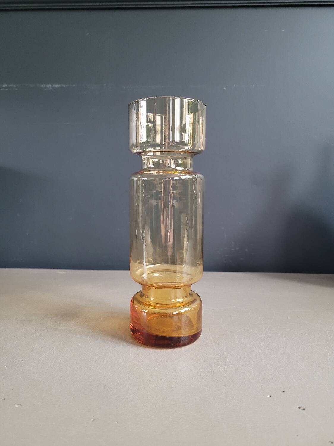 Amber tinted glass cylinder vase