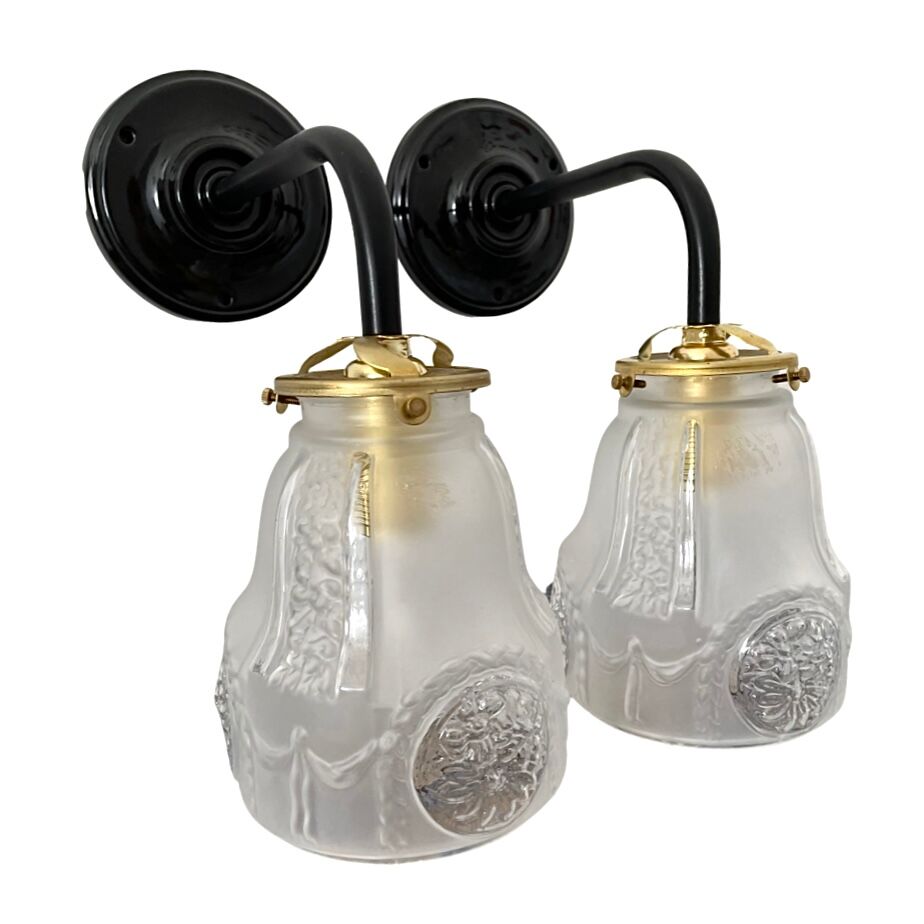 Pair of new electrified Art Deco wall lamps