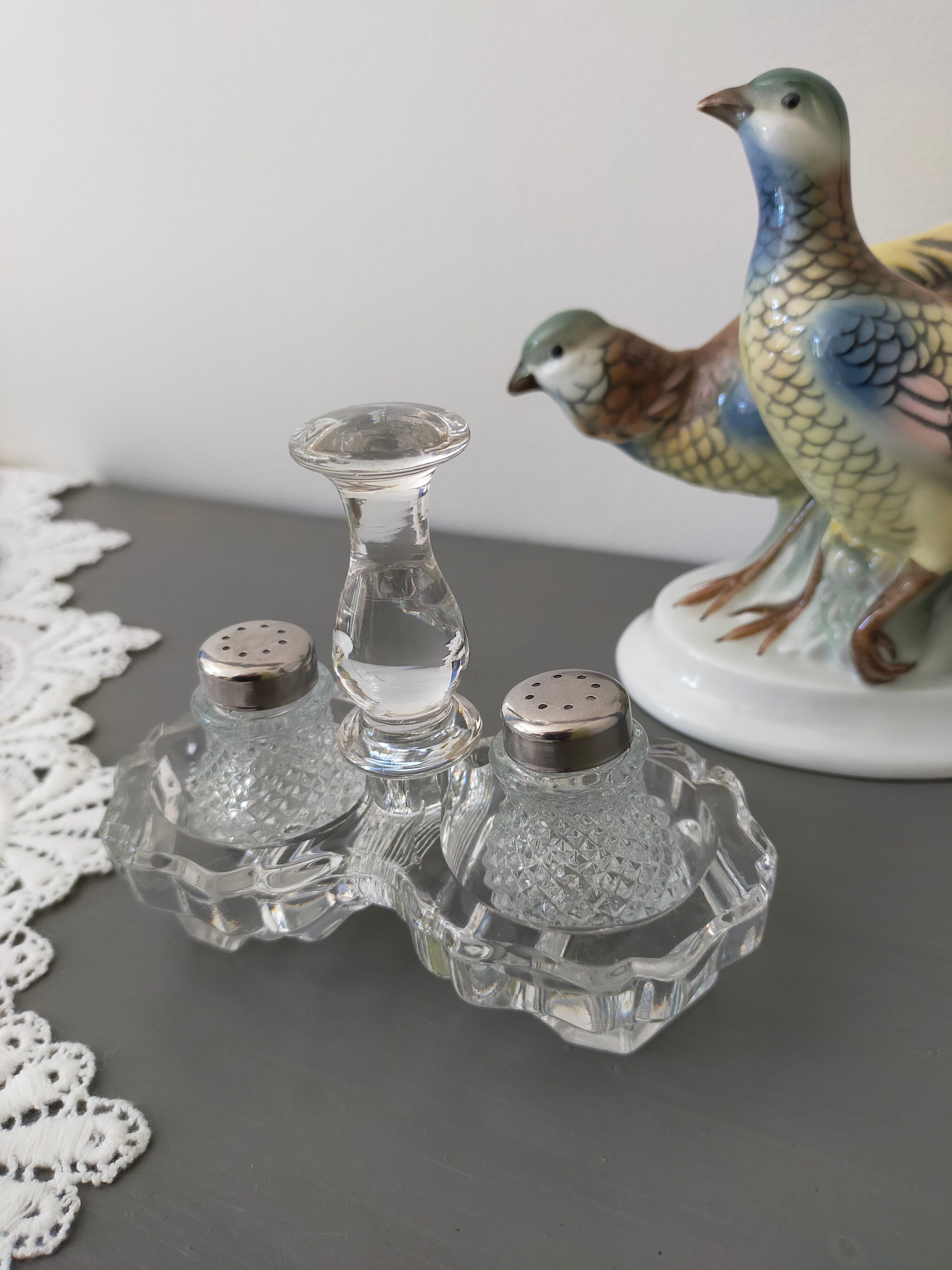 Salt and pepper shaker vintage glass