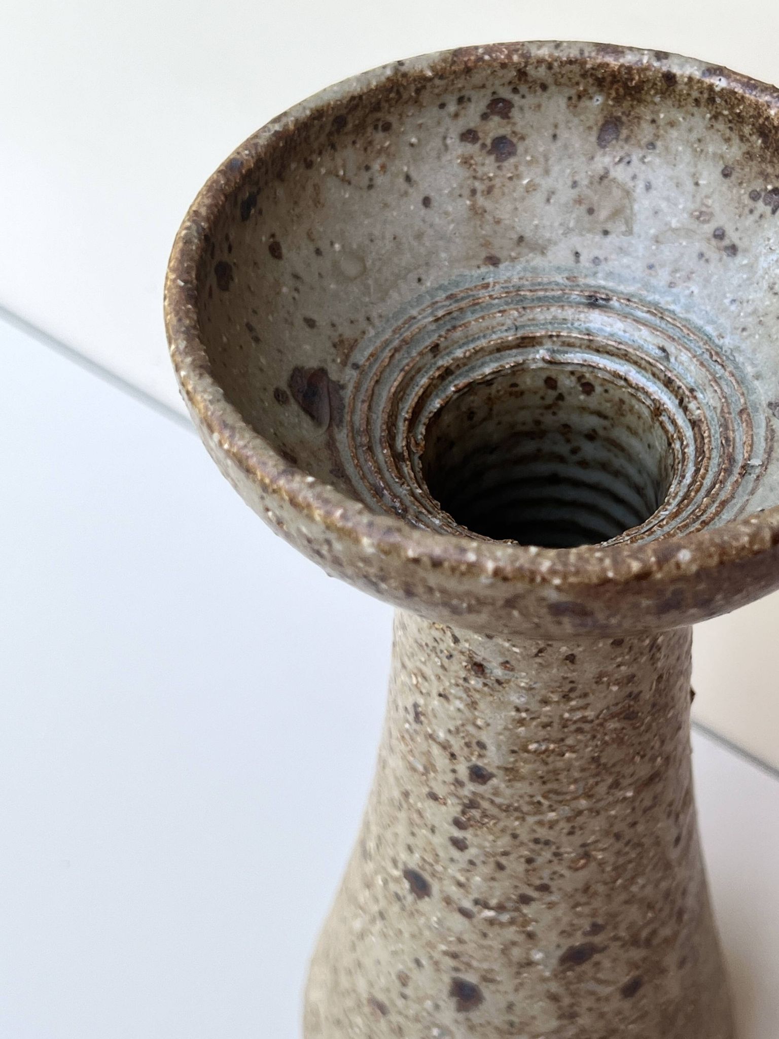 Glazed stoneware vase-candle holder, Alain Blanchard, Poterie du Méjou 1970