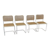 Suite de 4 chaises modèle Cesca b32 en blanc par Marcel Breuer 1987