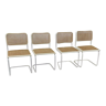 Set of 4 Cesca b32 model chairs in white by Marcel Breuer 1987