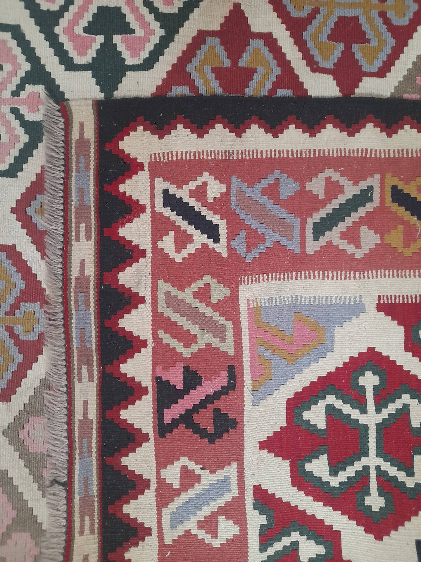 Large geometric kilim rug pure wool 160 x 290 cm