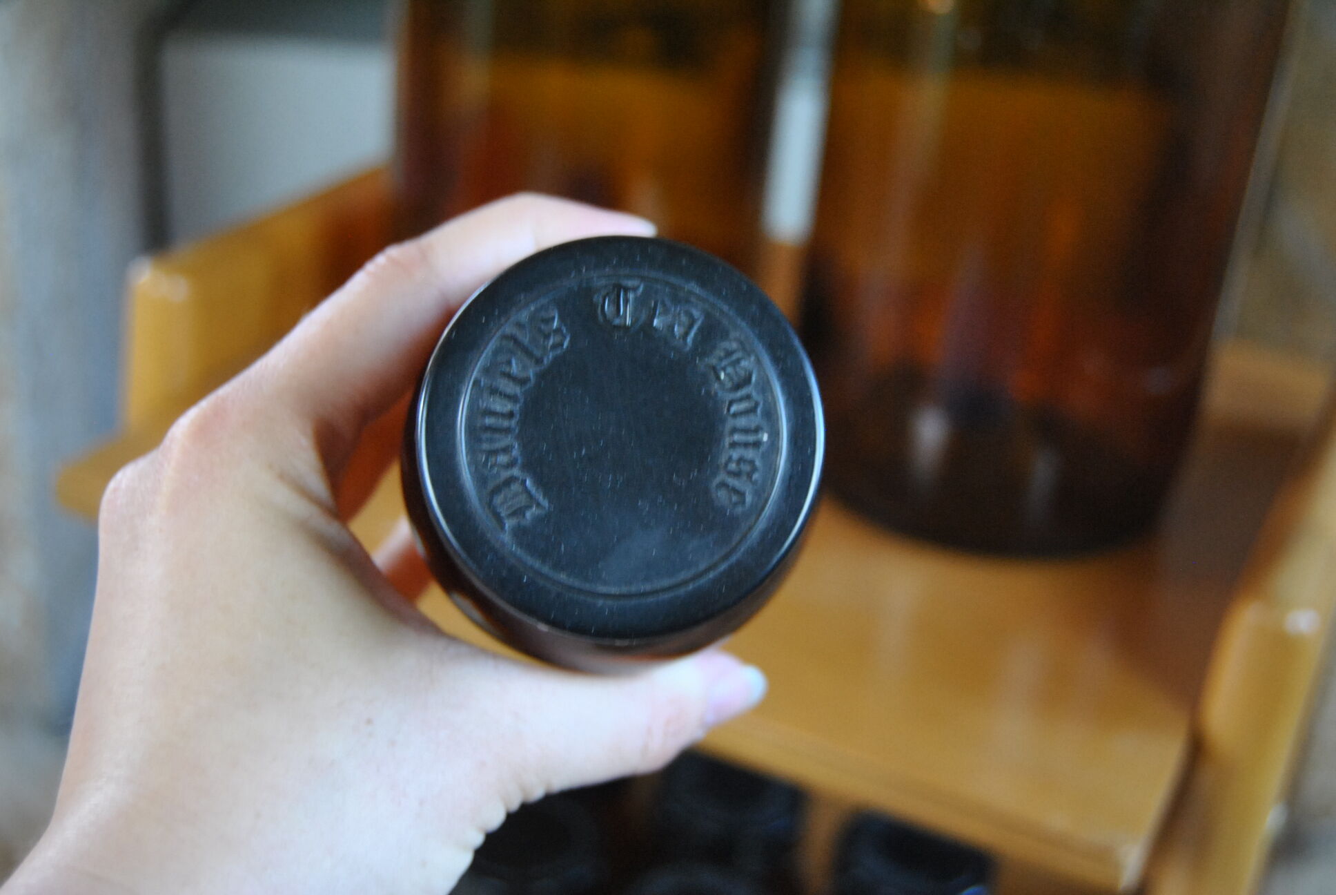 Tea jars made of smoked glass amber