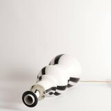 Sculptural Art Glass Murano Style Table Lamp, Black & White, 1960s
