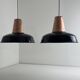 Pair of antique enamelled "mazda" suspensions 35 cm industrial