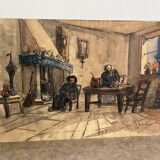 Watercolor signed 20th century school