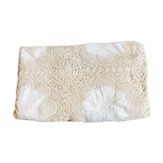 Old bedspread fully embroidered and crocheted hand 240x210