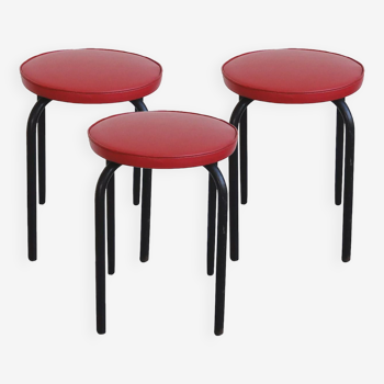Set of 3 “TR3” model stools by Pierre Guariche for Meurop