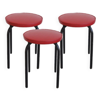 Set of 3 “TR3” model stools by Pierre Guariche for Meurop
