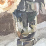 Canvas oil on panel with flowers