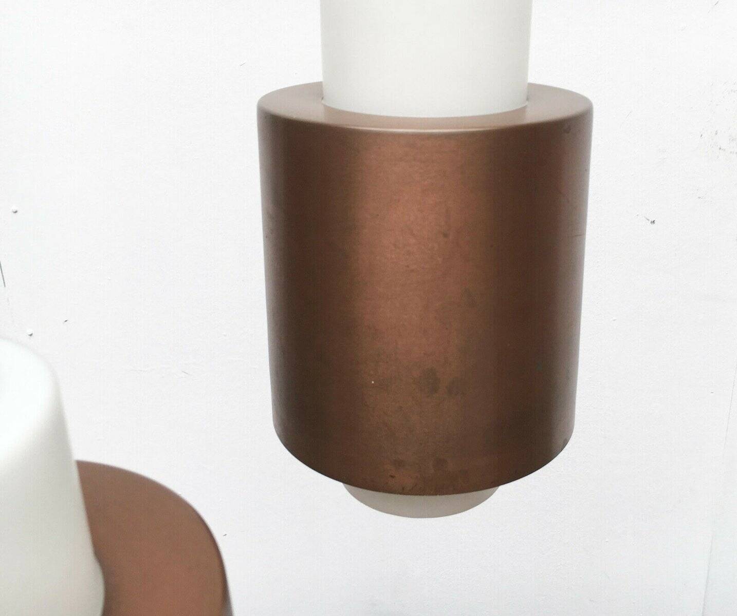 Triple cascade pendant lamp in copper and glass from the modern German space age of the mid-century by Staff, 1960s.
