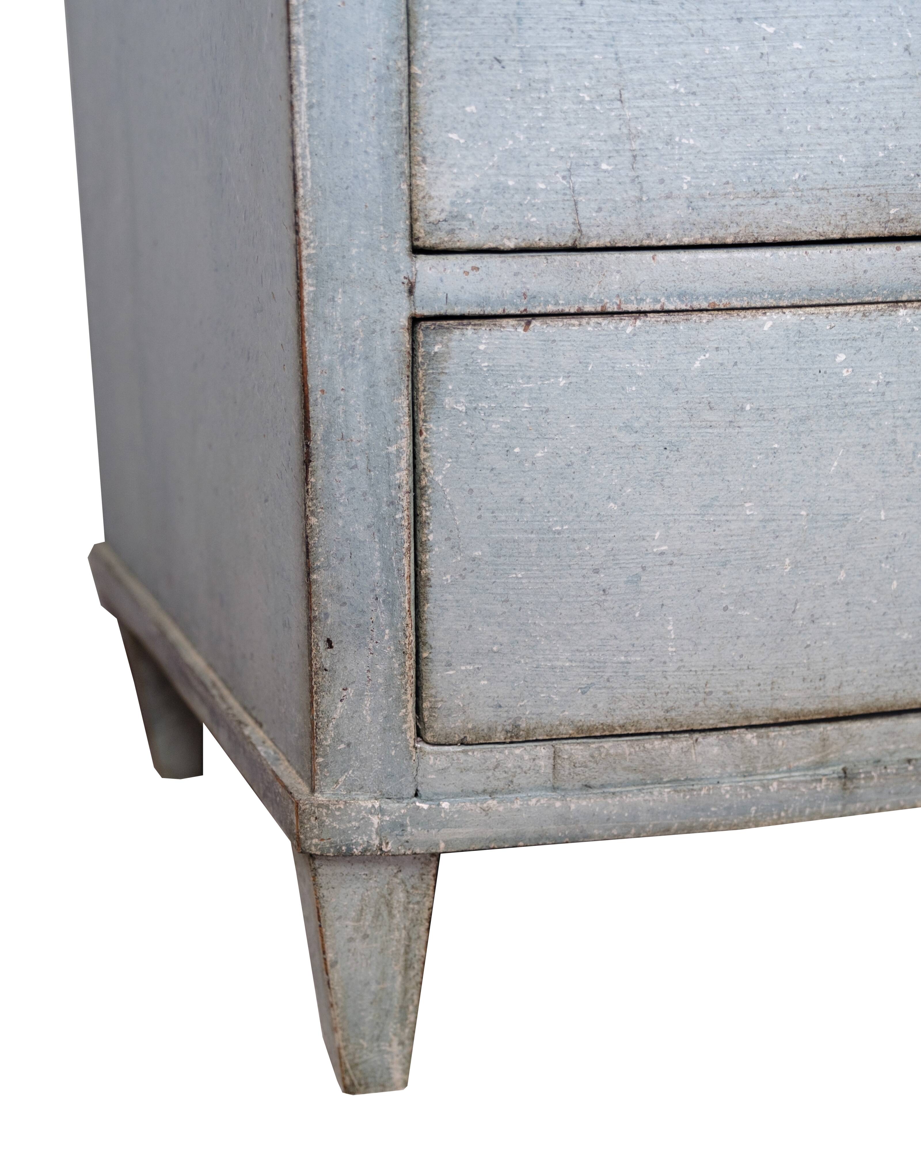 Orignal Painted Chest Of Drawers Louis Seize Style Made In Greenish Patinated Color From 1790s