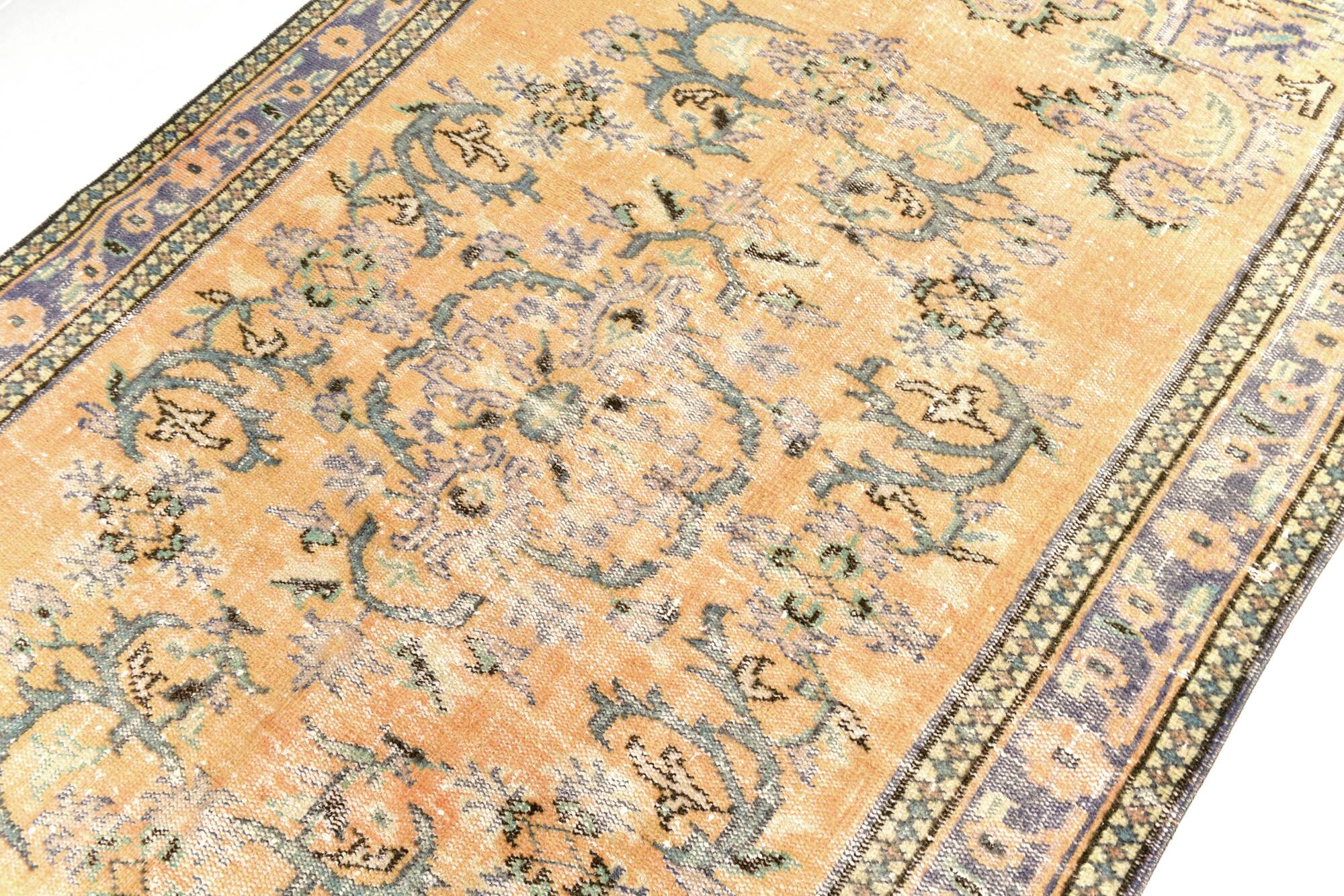 5x8 Mustard & Yellow Bordered Vintage Rug, 160x255Cm