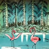 Painted ceramic ashtray "pink flamingo" Florida, 1960