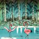 Painted ceramic ashtray "pink flamingo" Florida, 1960