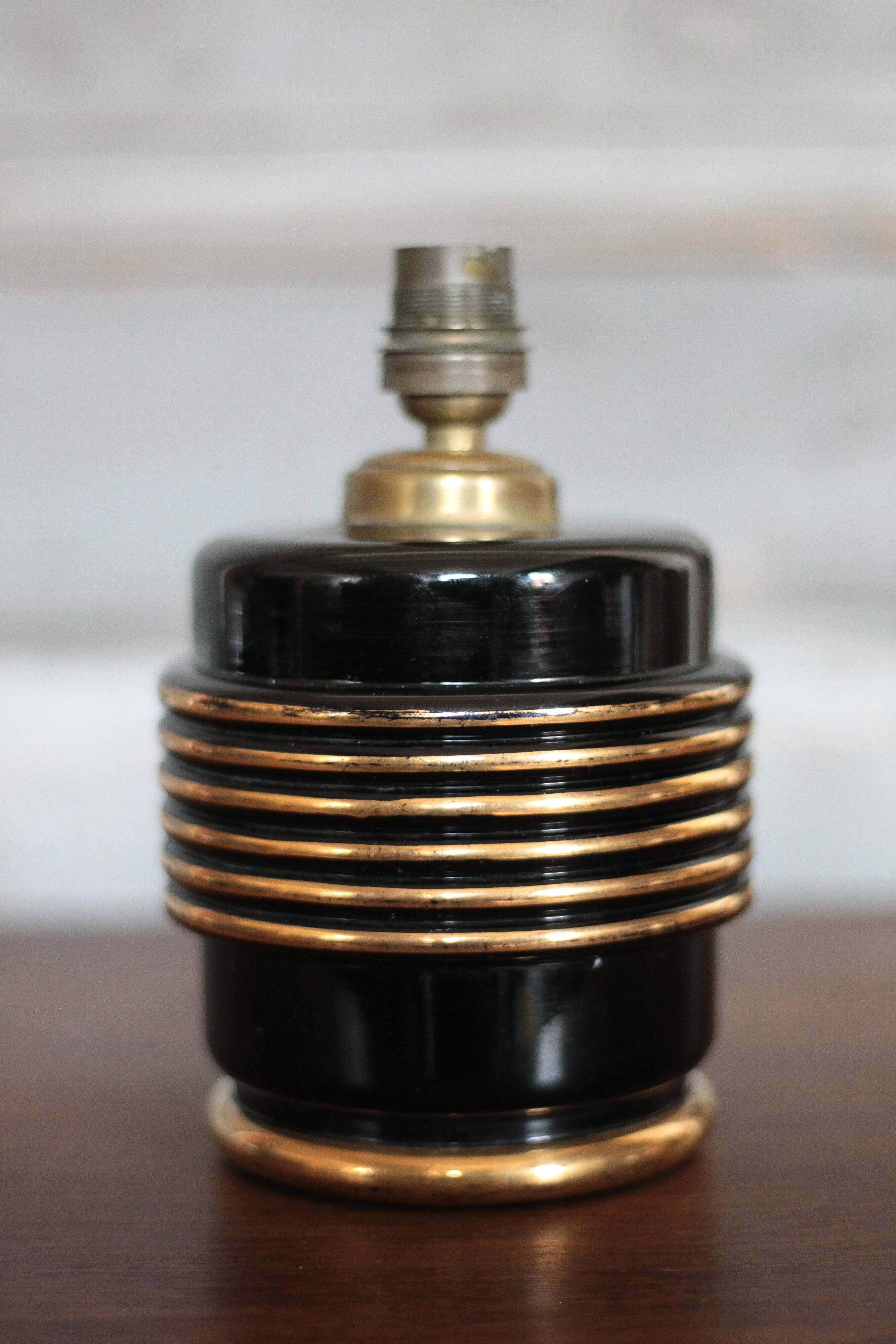 Vintage lamp, table lamp, bedside lamp, black and gold lamp base