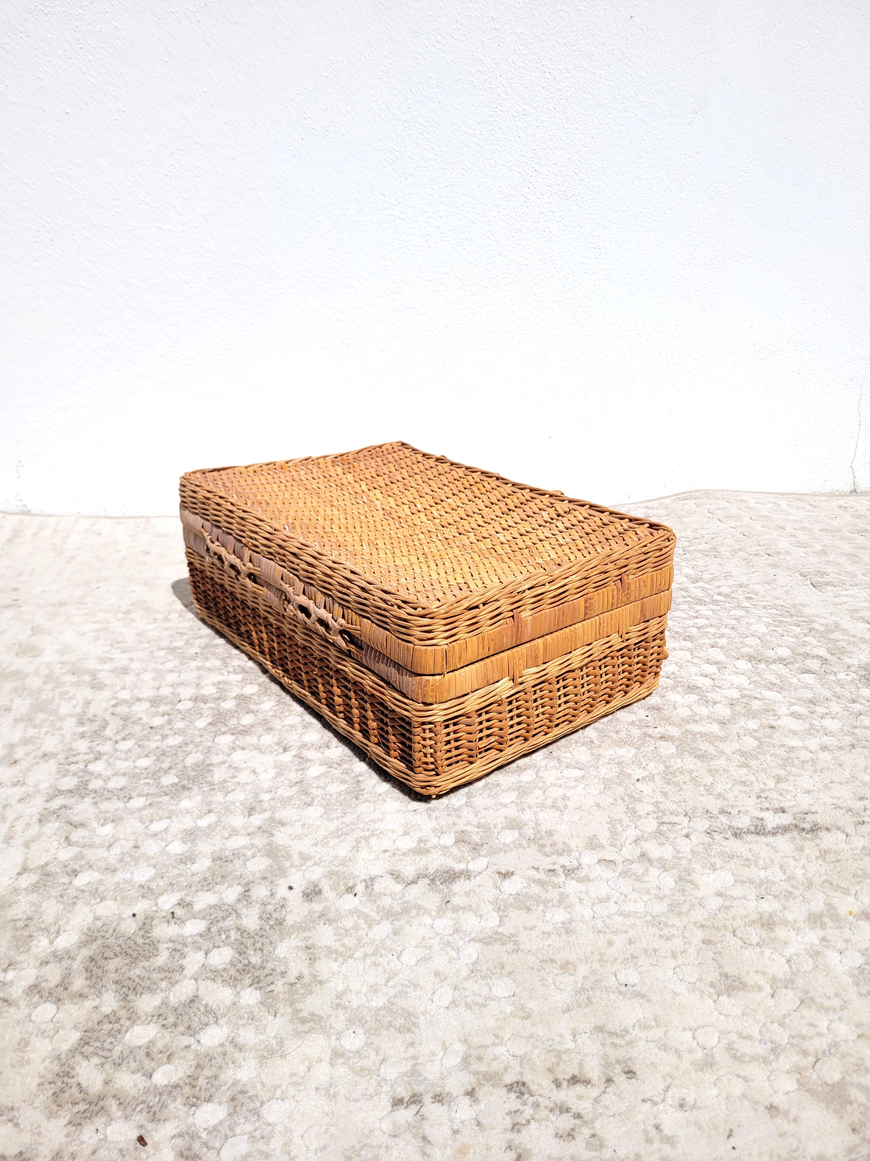 Vintage wicker case suitcase rattan