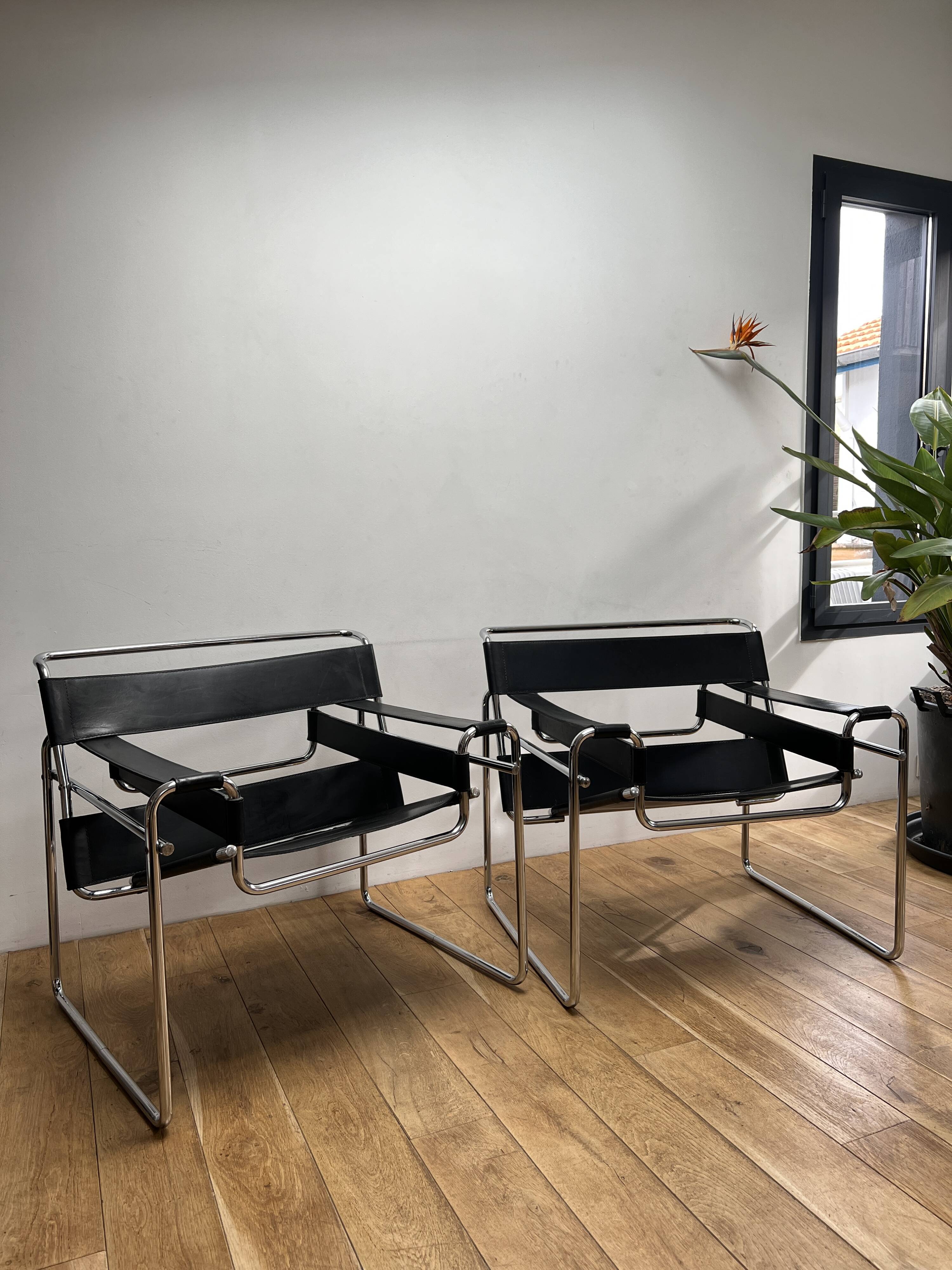 Paire de Fauteuils style Wassily MB50 Marcel Breuer