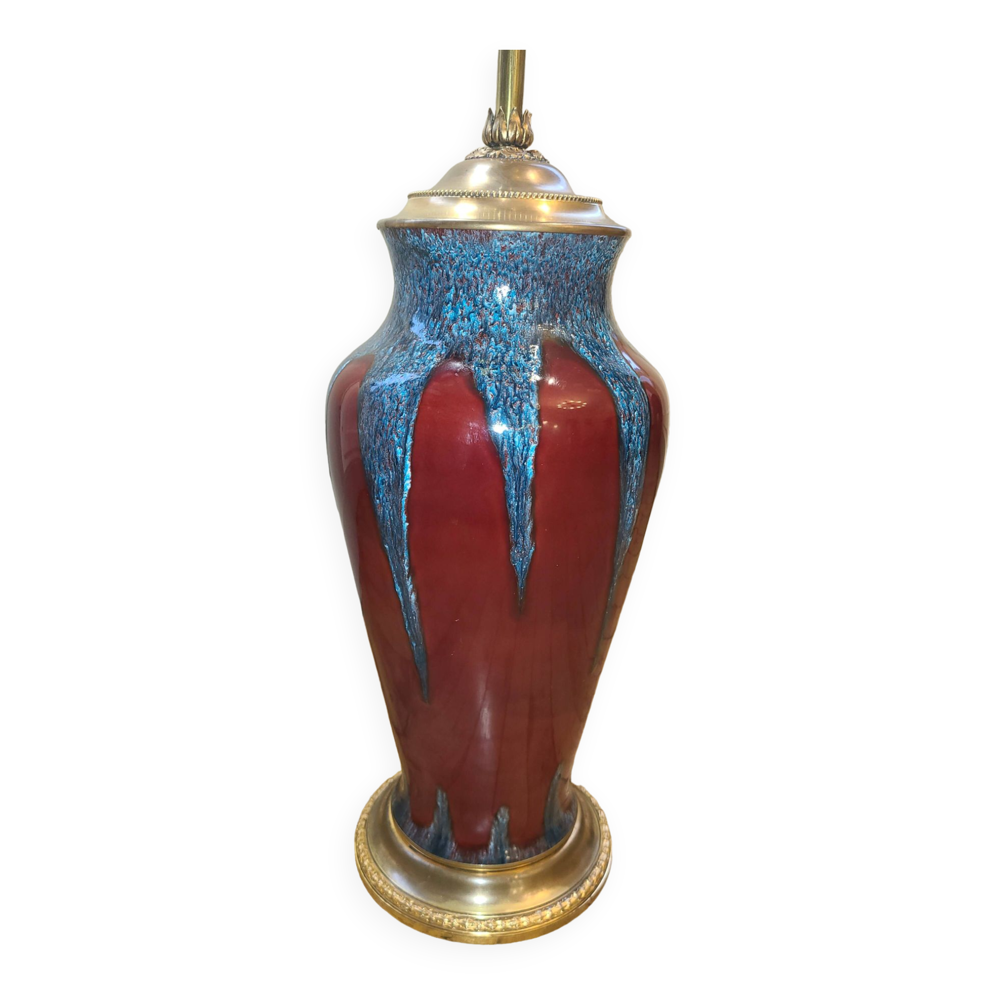 Red Glazed Sandstone Lamp, 1950s