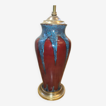 Red Glazed Sandstone Lamp, 1950s