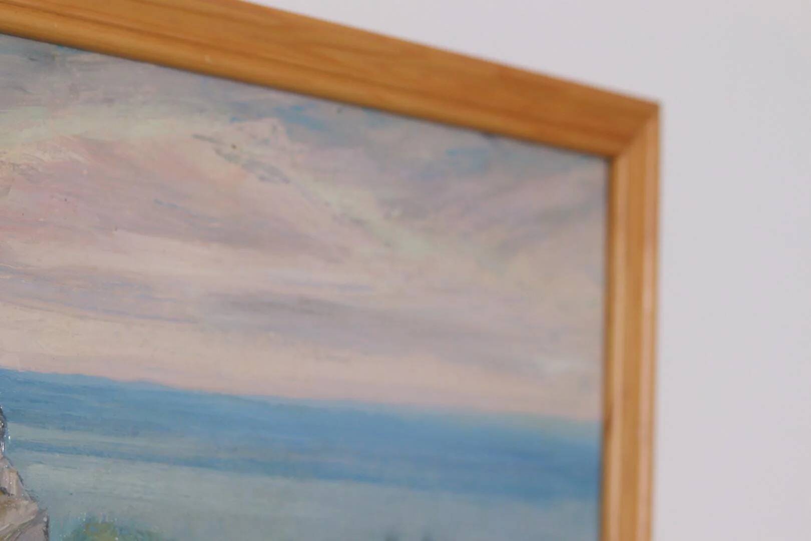 Original Swedish Oil on Panel – “Village Scene” by E. R. Olsson