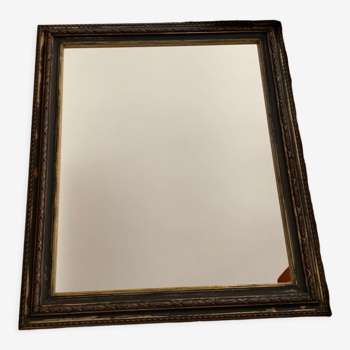 Old rectangle mirror carved wood painted patinated