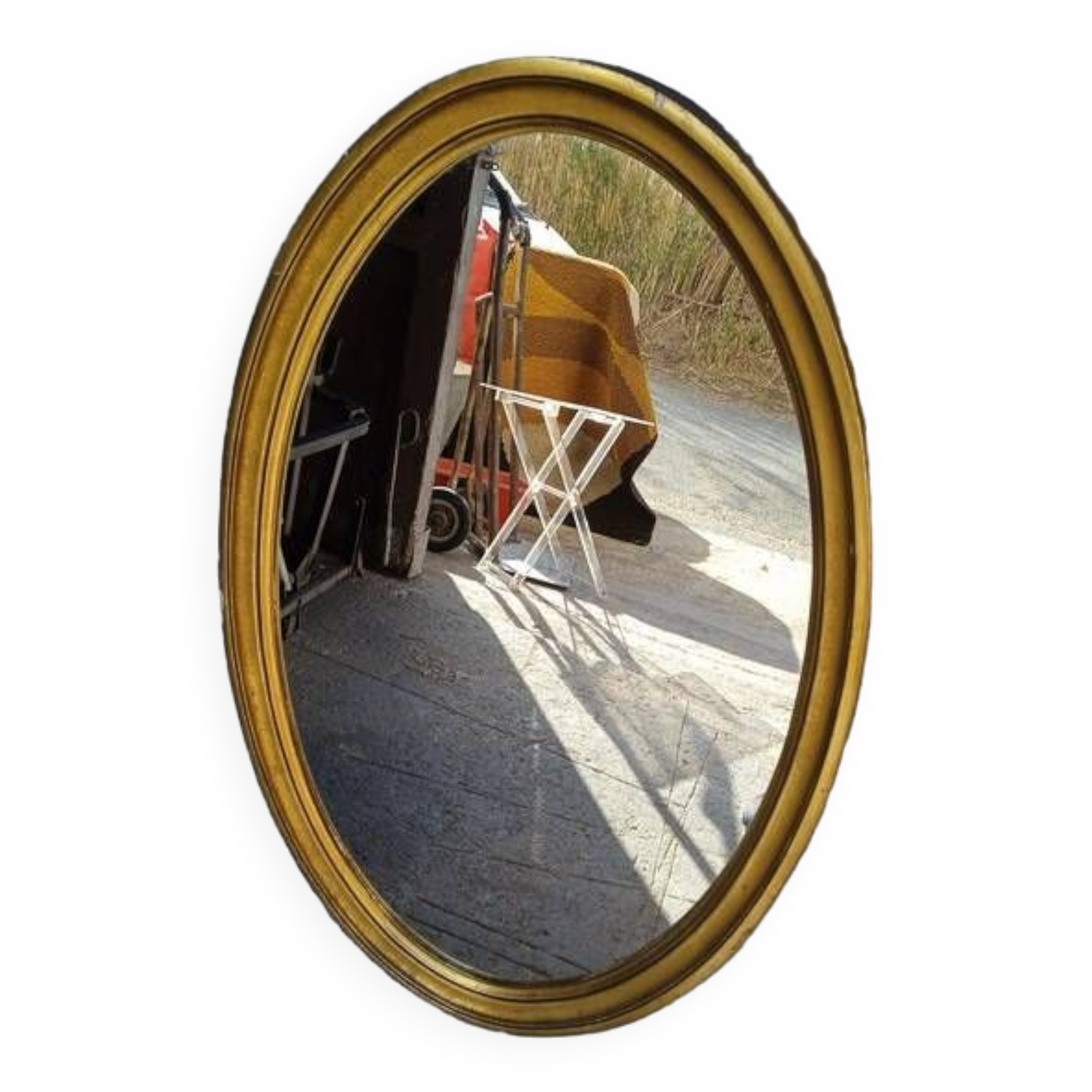 Gilded wood mirror period 1960 oval