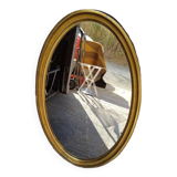 Miroir bois doré epoque 1960 ovale