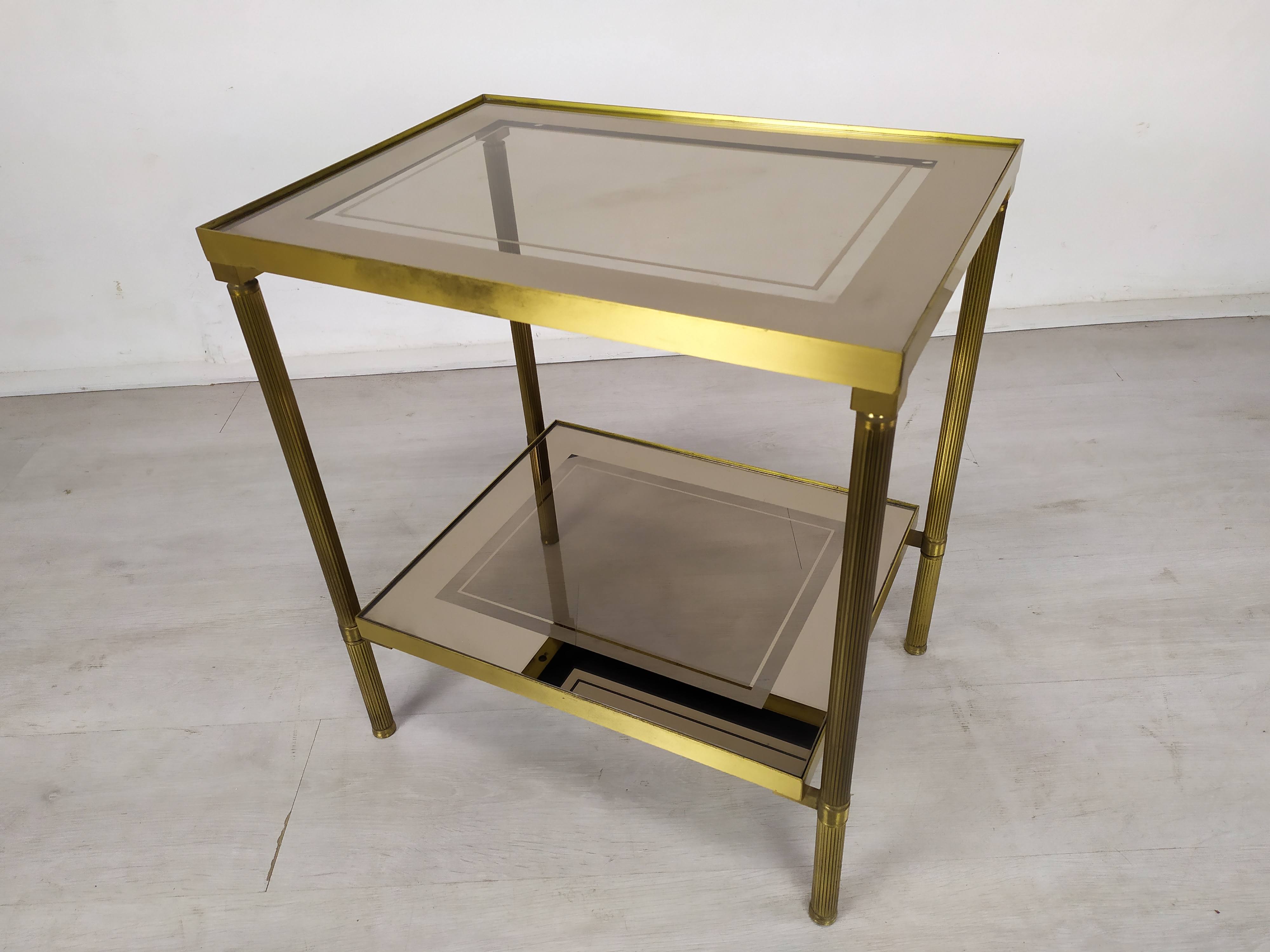 Golden brass sofa end