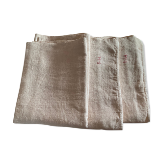 3 Ancient Tea towels . Hemp .19 eme