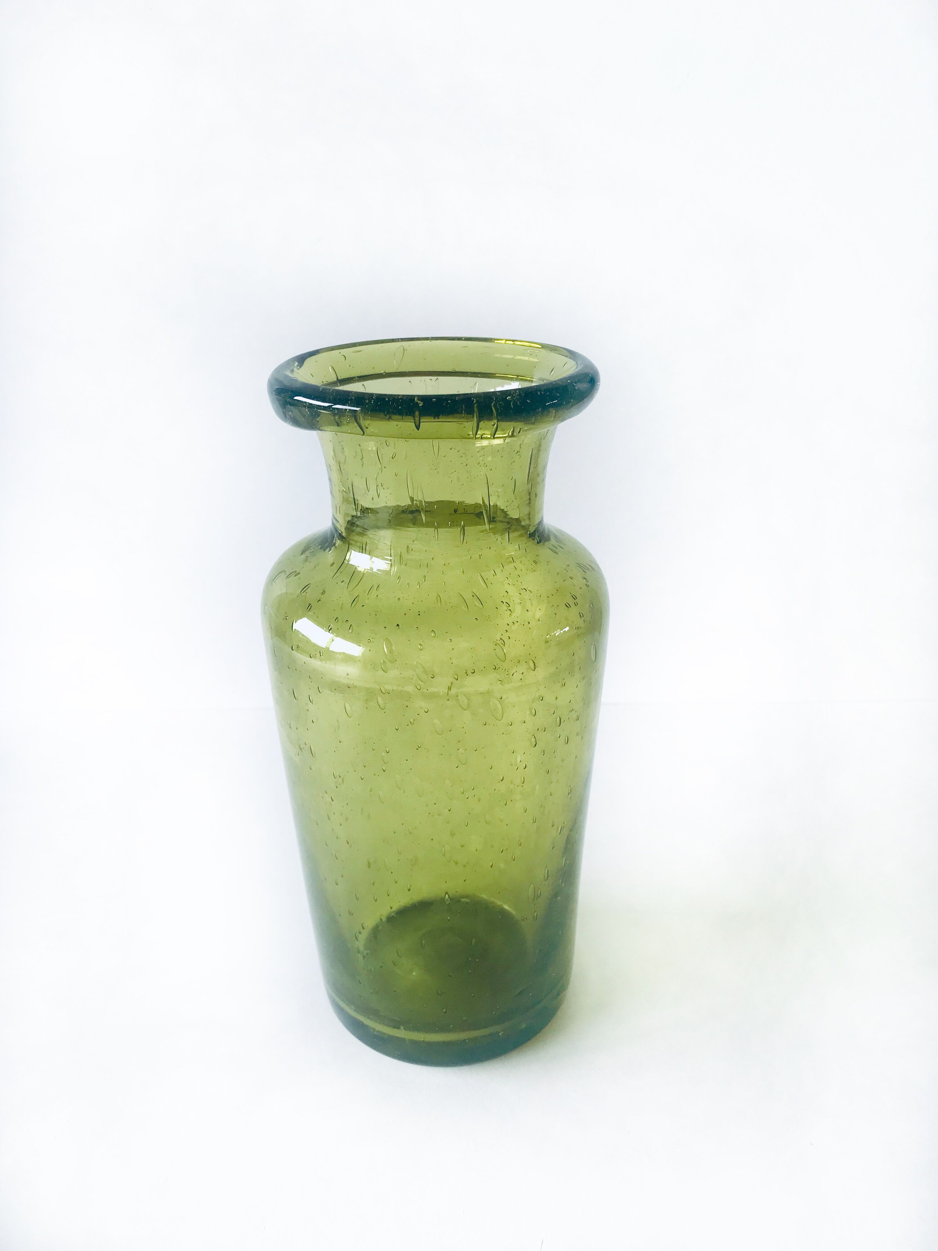 Blown and bubbled glass vase