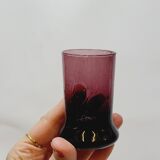 5 Small Liqueur Glasses Vodka Cups in Bubble Blown Glass Plum Biot?