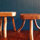 Pair of tripod stool of brutalistic milking
