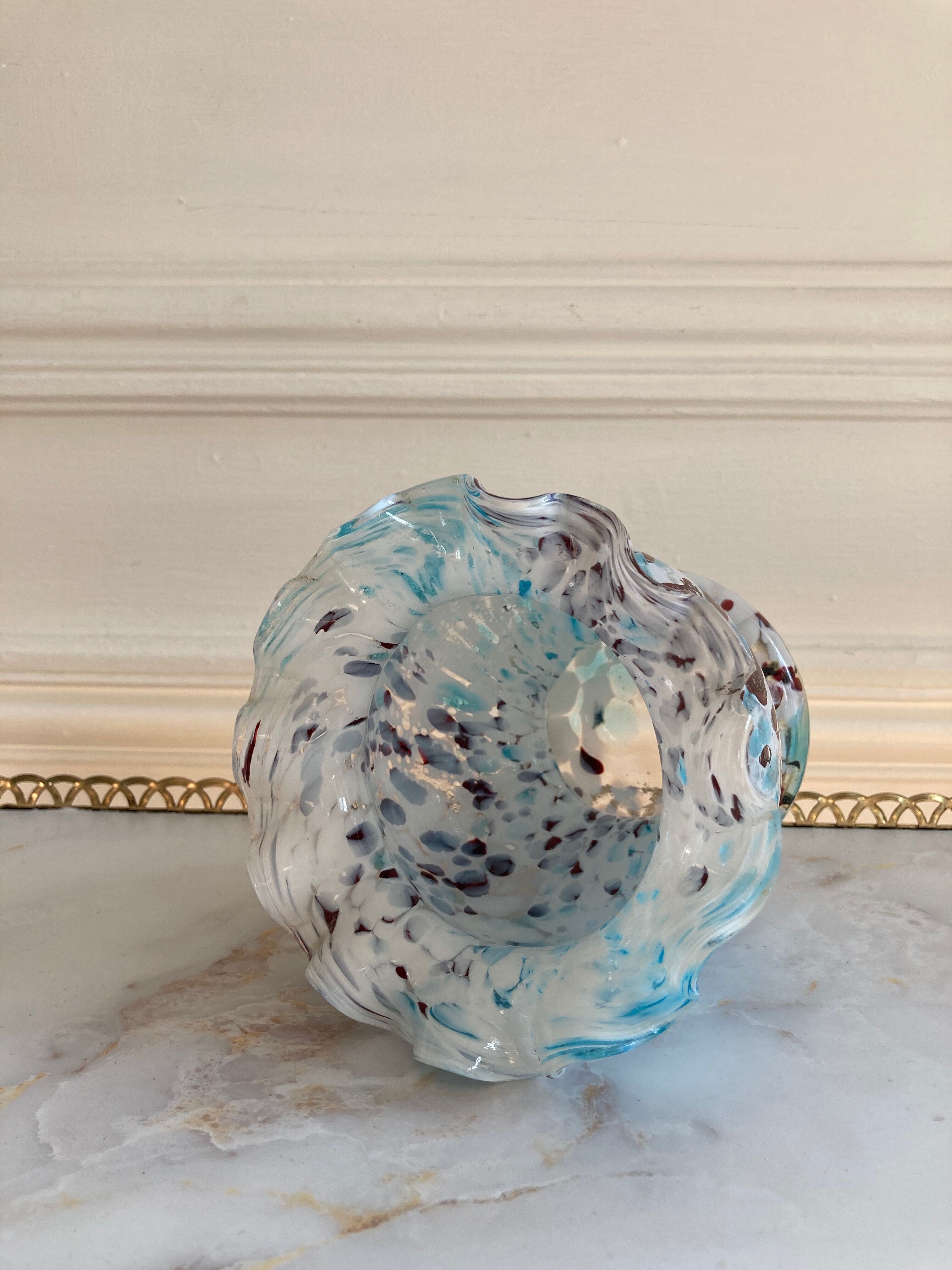 Vase verre moucheté verreries de Clichy Pantin