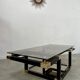 Coffee table in black and gold metal, smoked glass 70 years Romeo Rega vintage