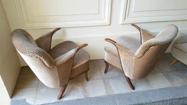 Fauteuils sculptural années 50-60 vintage design pingouin