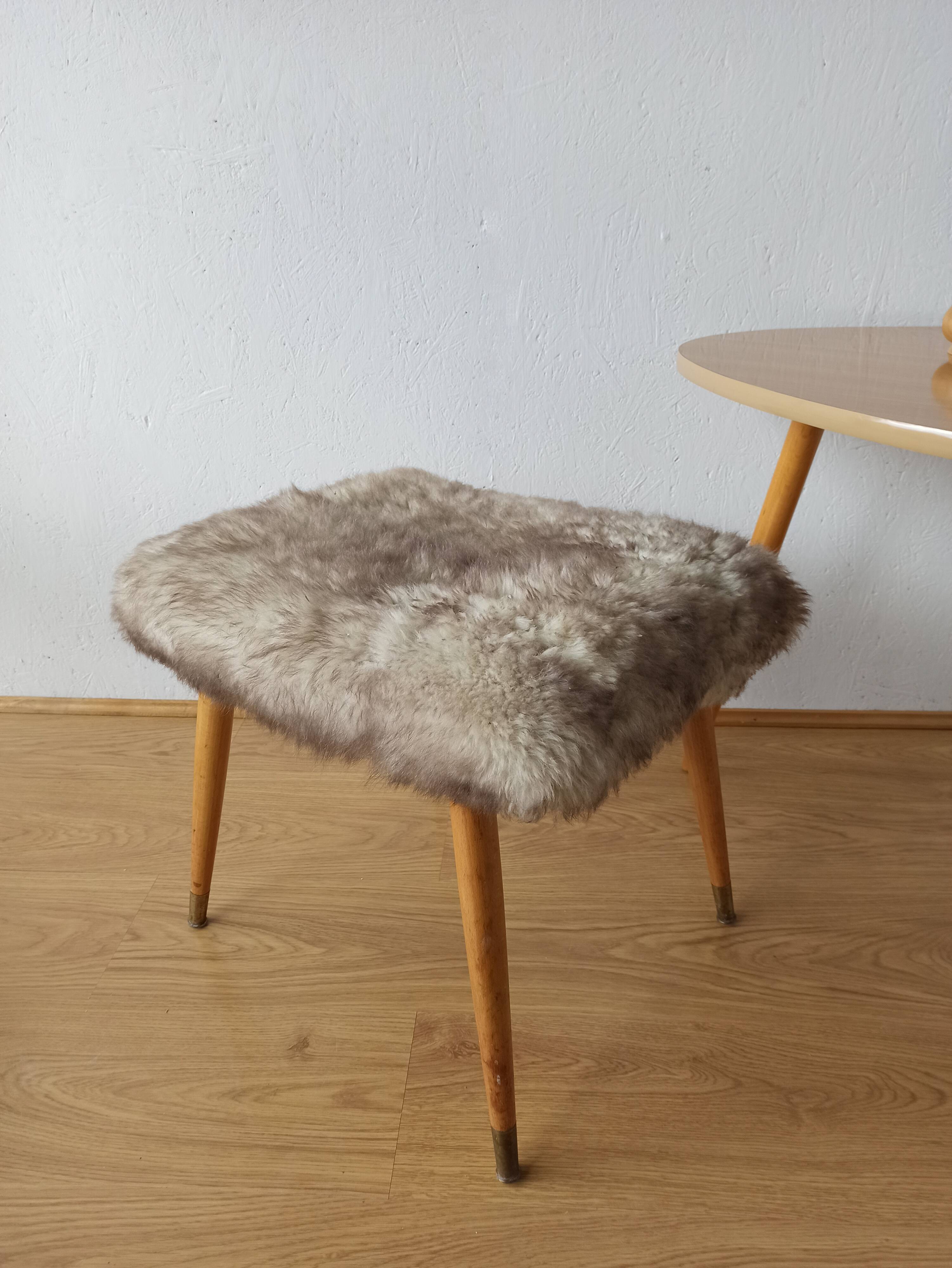 Design stool, furry fabric, 1960