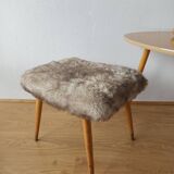 Tabouret tissu poilu, années 1960
