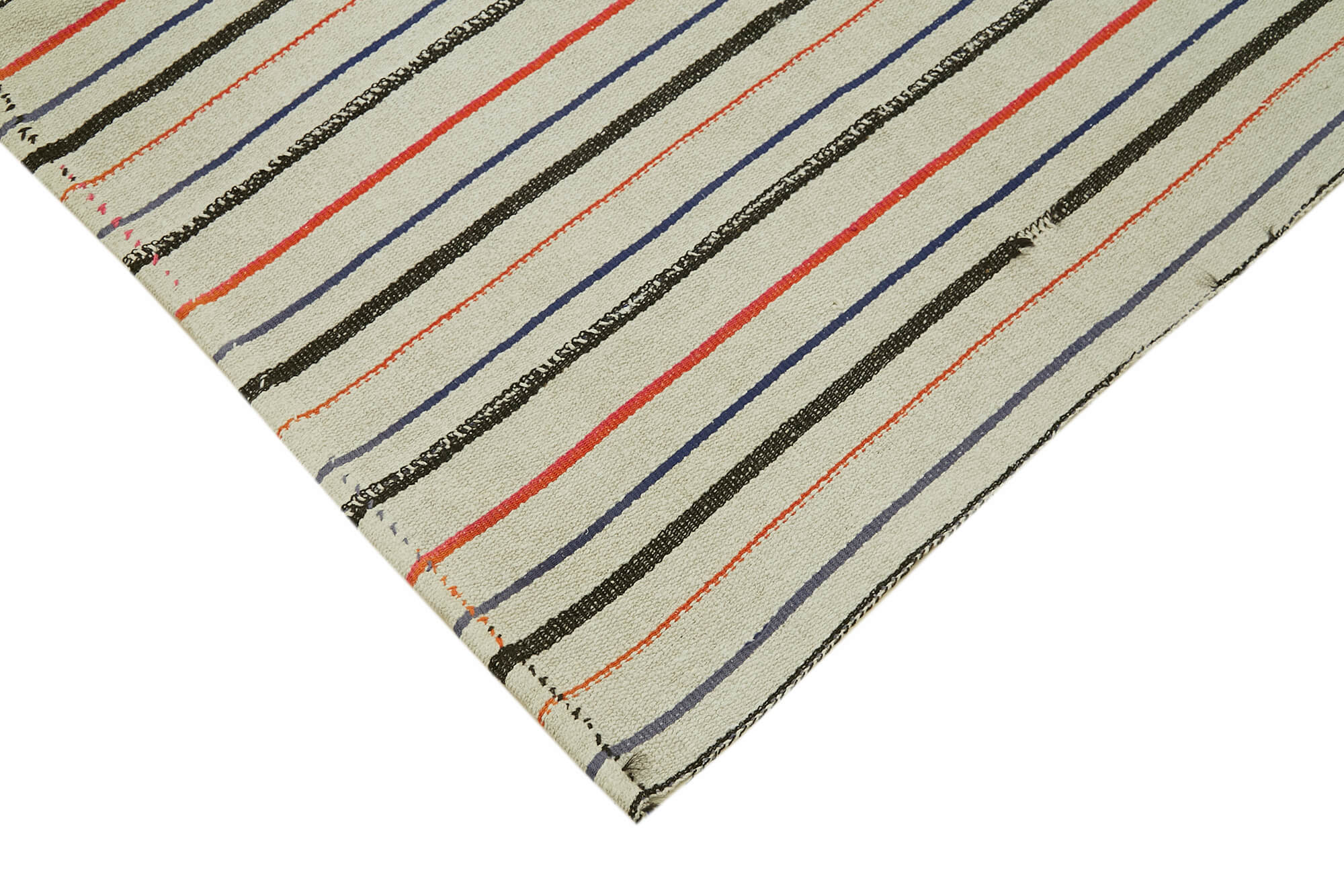 Handmade anatolian nomadic 1980s 165 cm x 231 cm multicolor hemp kilim carpet