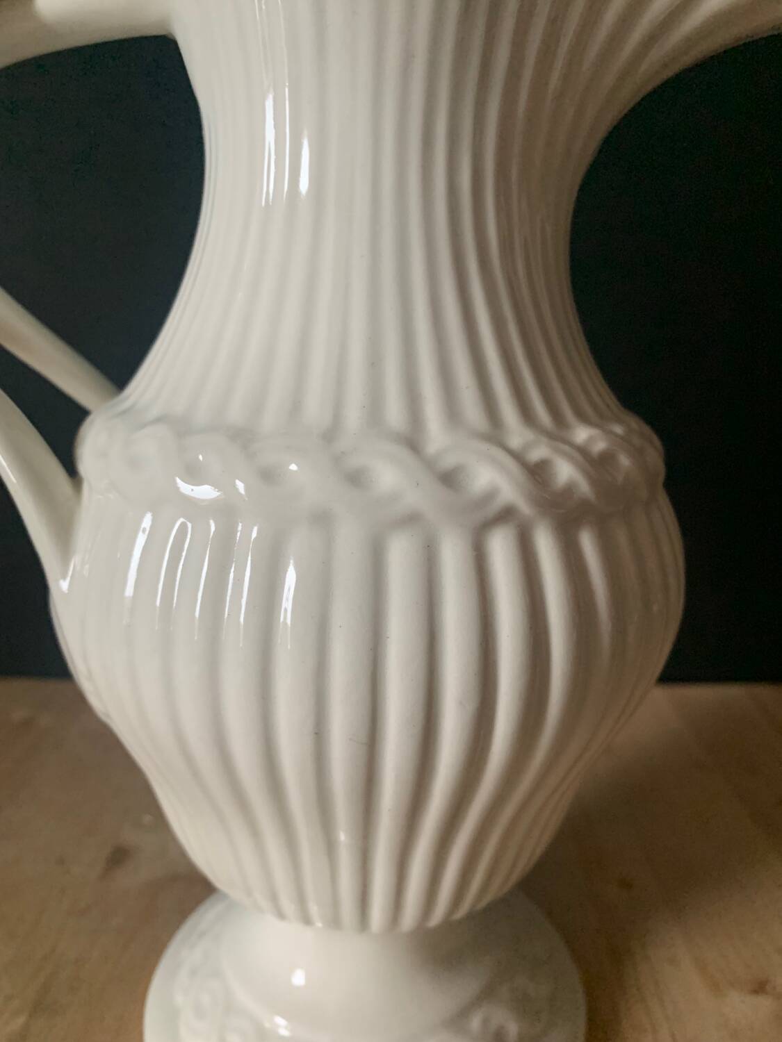 Gien earthenware white pitcher