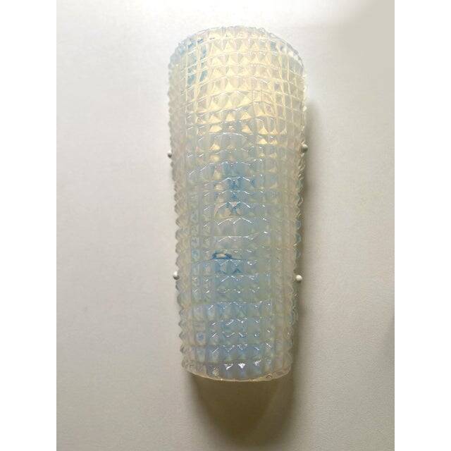 Set of Two "Crocodile" Opalino Murano Glass Wall Sconces