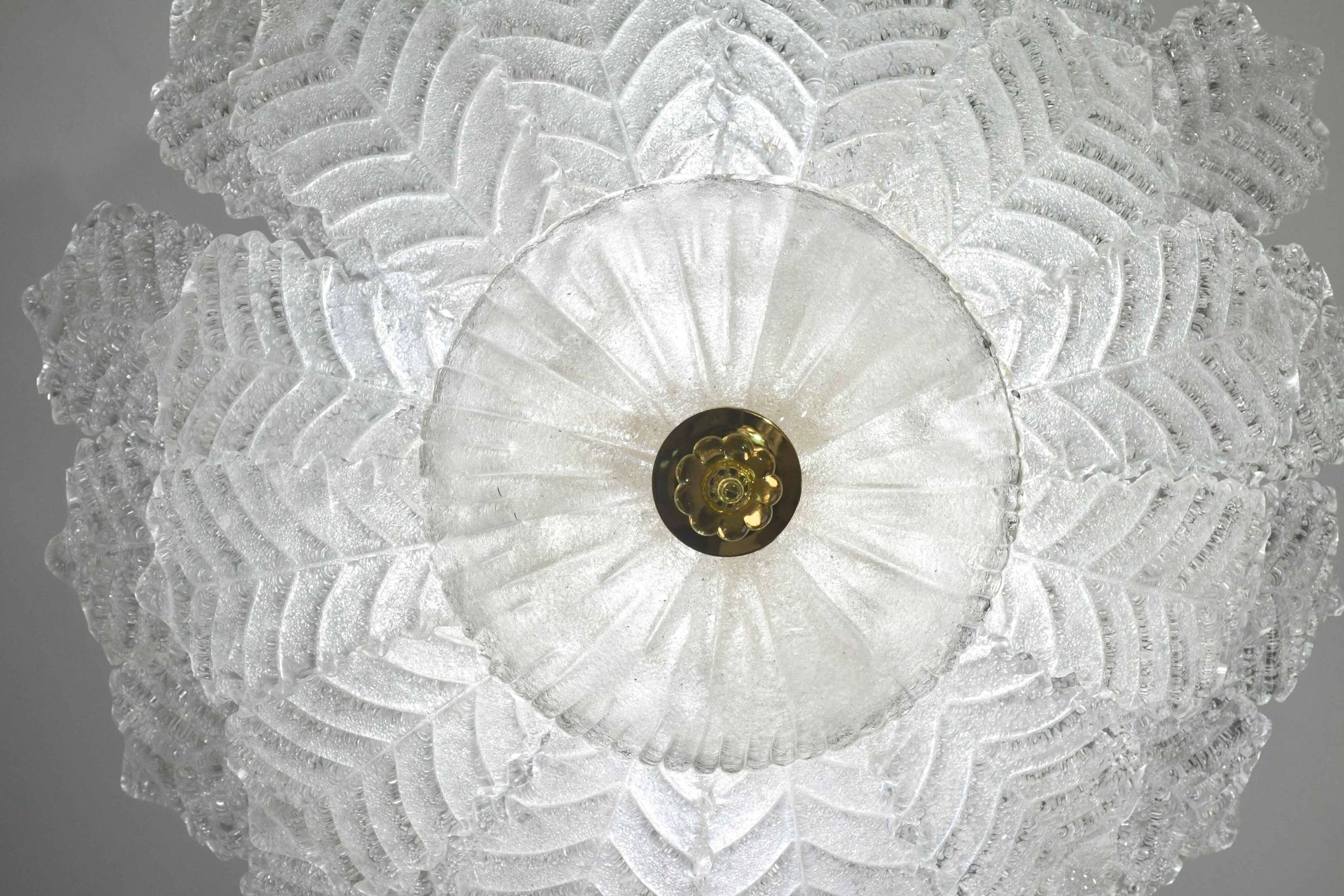 Florence, large size Murano clear transparent vintage glass ceiling light