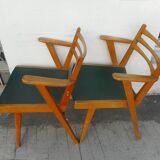Pair of light wood armchairs