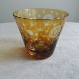 Cut crystal glass lined with amber color