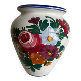 Antique Bulbous Vase in Earthenware Numbered – Hand-Painted Floral Decoration